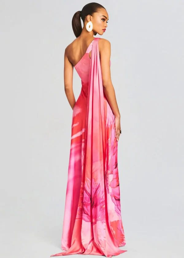 Tropical Hues*Retrofete Abira One Shoulder Long Dress Pink