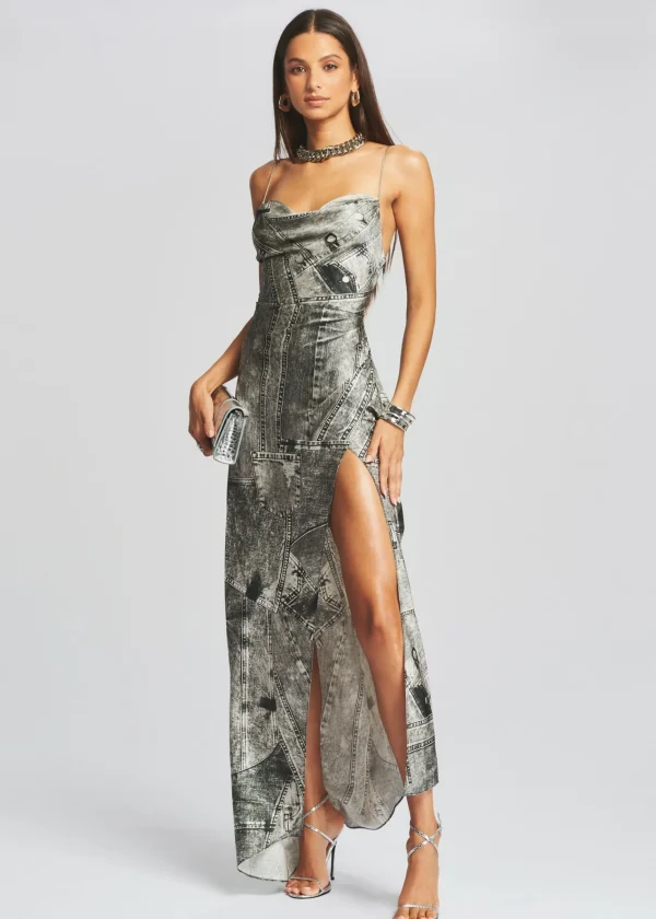 Dresses*Retrofete Acadia Silk Dress Black Acid Denim