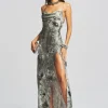 RETROFÊTE*Retrofete Acadia Silk Dress Black Acid Denim
