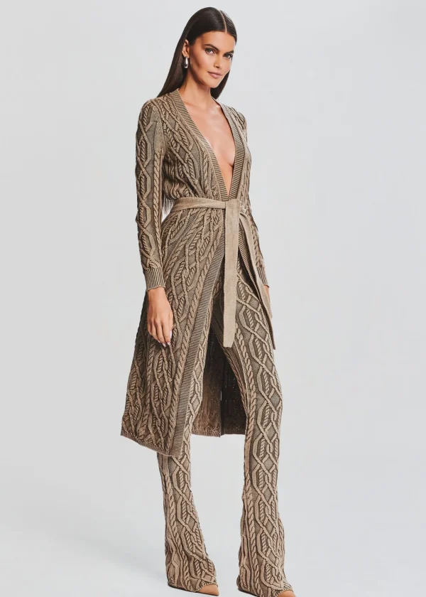 Neutral Moments*Retrofete Adaline Cable Knit Cardigan Washed Tan