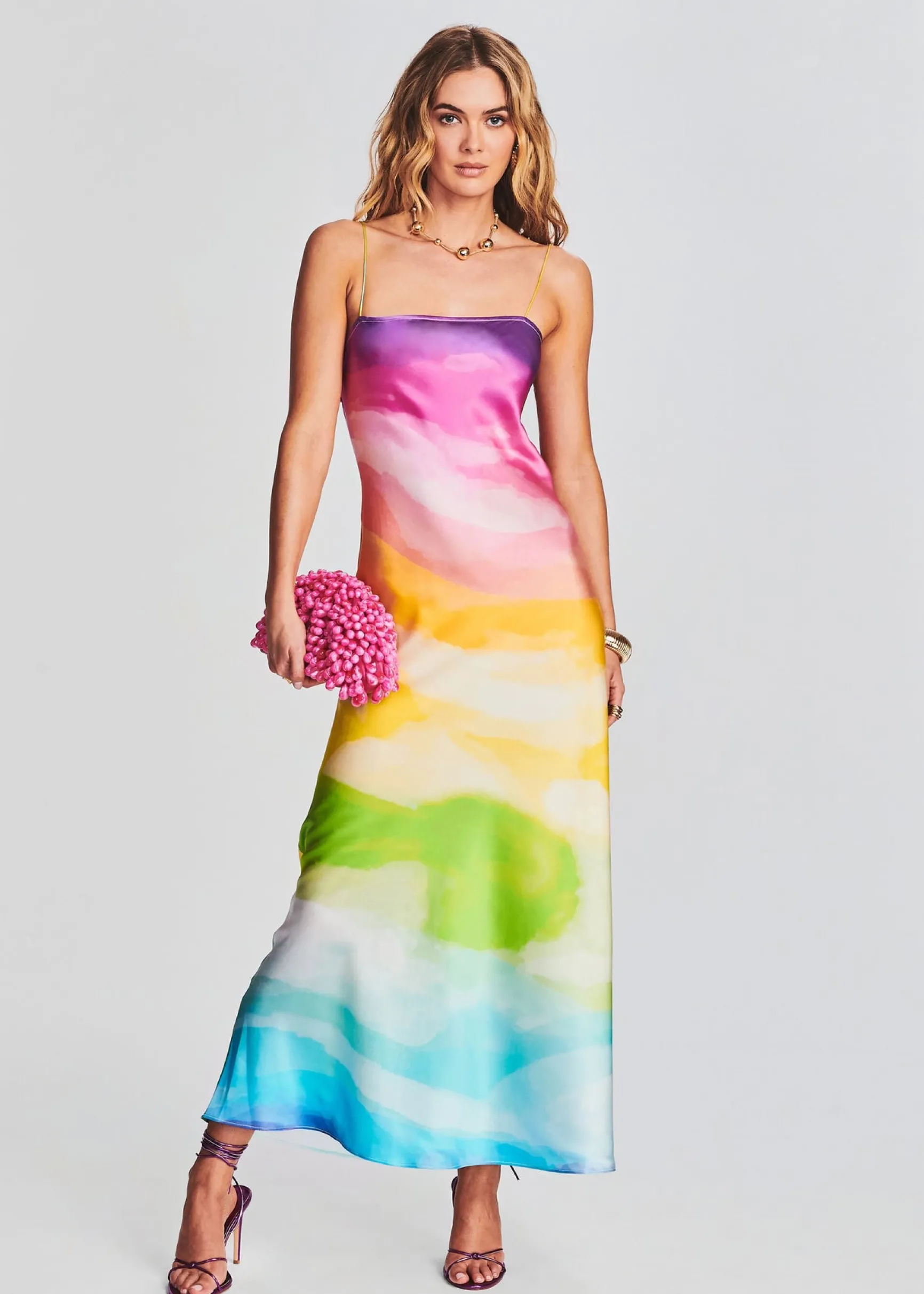 aimee_silk_long_dress_0.webp Guest Of*Retrofete Aimee Silk Long Dress Watercolor Rainbow