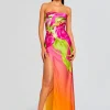 Gowns*Retrofete Aiyanna Silk Dress Ombre Anthurium