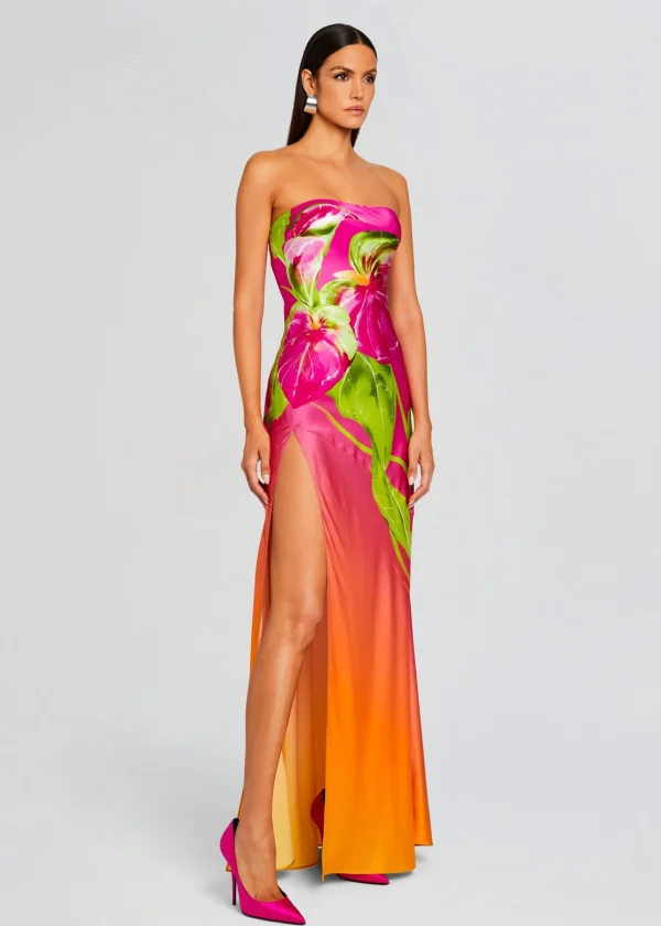 Tropical Hues*Retrofete Aiyanna Silk Dress Ombre Anthurium