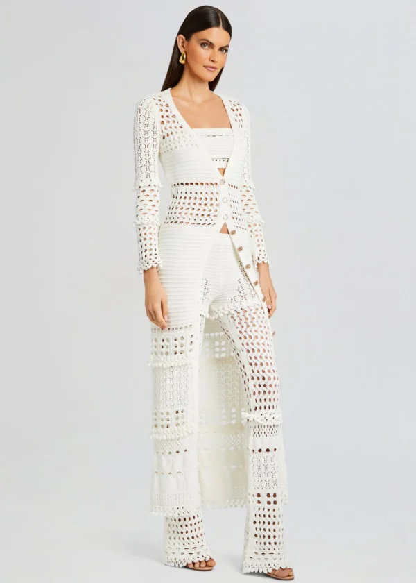 Honeymoon Looks*Retrofete Alaia Knit Crochet Cardigan Iridescent White