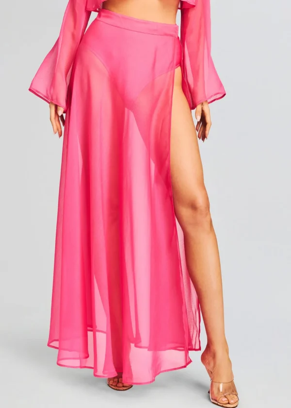 Resort '24*Retrofete Alaia Long Slit Skirt Rose Blossom