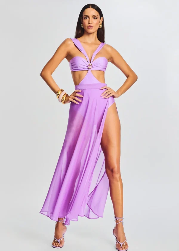 Swim*Retrofete Alaia Long Slit Skirt Lilac Purple