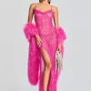 RETROFÊTE*Retrofete Alessandra Embellished Dress Knockout Pink