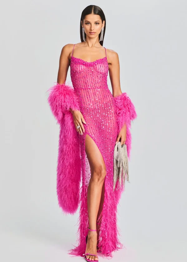 RETROFÊTE*Retrofete Alessandra Embellished Dress Knockout Pink