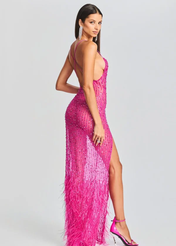 RETROFÊTE*Retrofete Alessandra Embellished Dress Knockout Pink