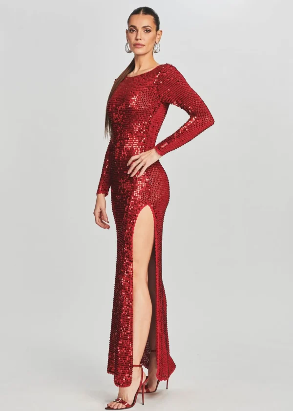 RETROFÊTE*Retrofete Alexa Sequin Crochet Dress LT Red