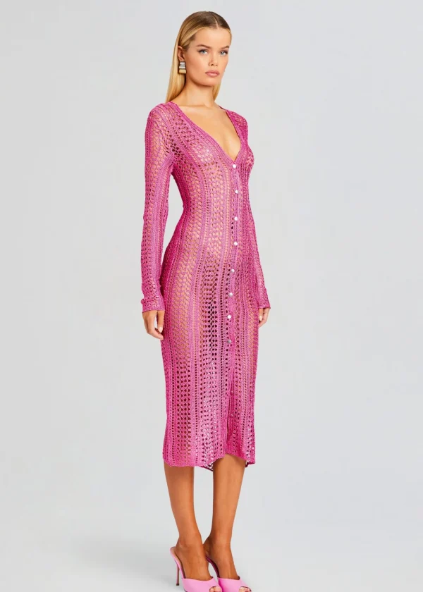 Sheer Bliss*Retrofete Allison Crochet Cardigan Malibu Pink
