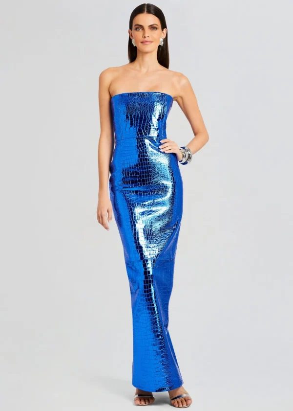 Resort '24*Retrofete Allure Leather Dress Tropical Blue
