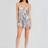 Mini*Retrofete Alva Embellished Fringe Dress Mink Grey