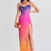 RETROFÊTE*Retrofete Alyssa Ombre Silk Dress Sunset Ombre