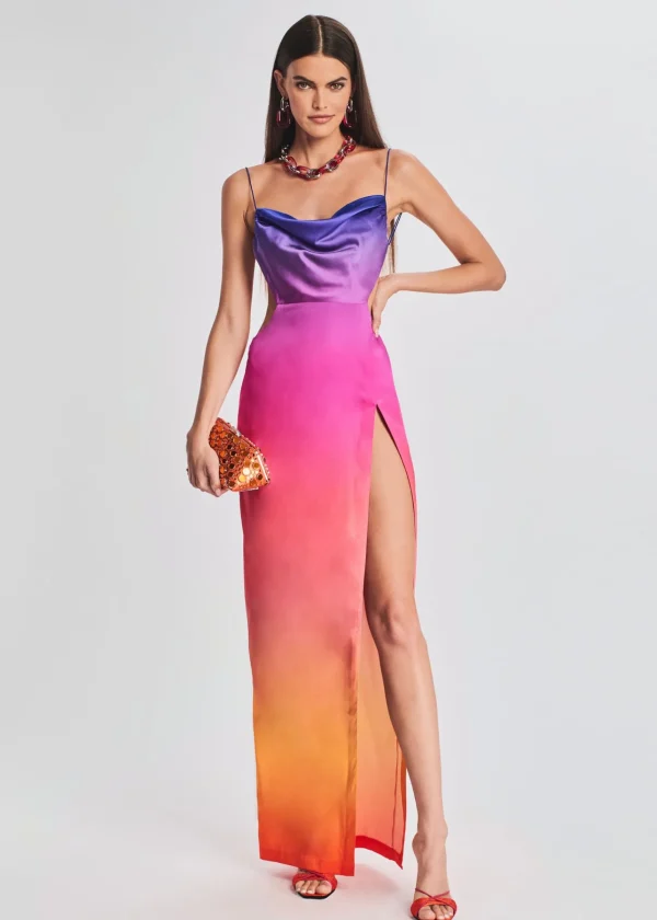 RETROFÊTE*Retrofete Alyssa Ombre Silk Dress Sunset Ombre