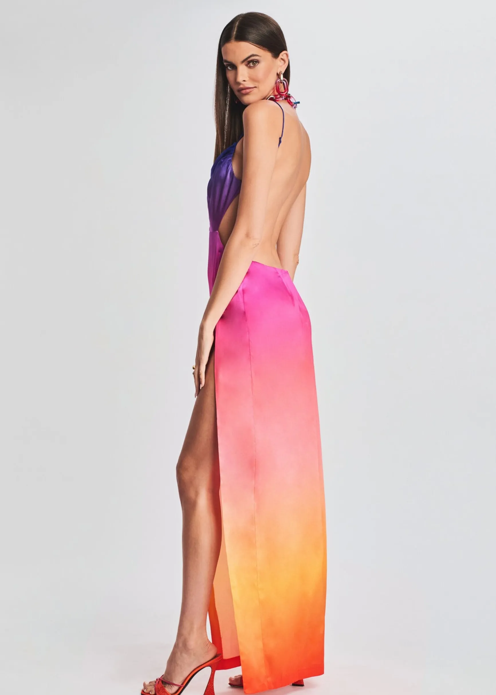 alyssa_ombre_silk_dress_1-1.webp RETROFÊTE*Retrofete Alyssa Ombre Silk Dress Sunset Ombre