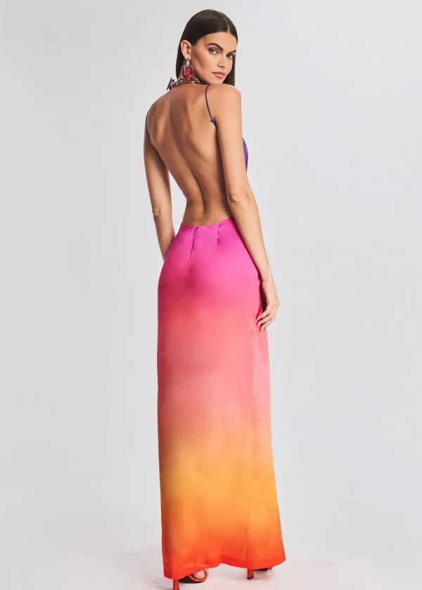 Guest Of*Retrofete Alyssa Ombre Silk Dress Sunset Ombre