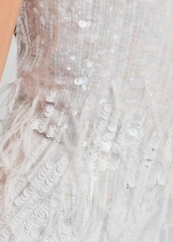 Dresses*Retrofete Anastasia Sequin Feather Dress White