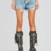 Denim*Retrofete Angel Embellished Denim Short Tangier/Silver