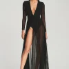 RETROFÊTE*Retrofete Angela Silk Chiffon Dress Black