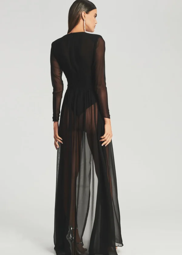 RETROFÊTE*Retrofete Angela Silk Chiffon Dress Black