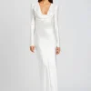 Reception Dresses*Retrofete Anna Cowl Evening Dress White