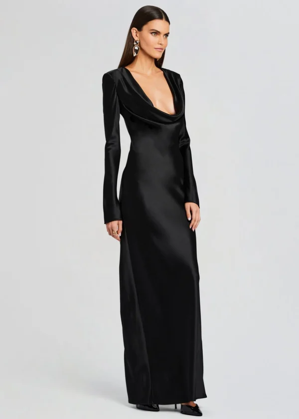 Dresses*Retrofete Anna Cowl Evening Dress Black