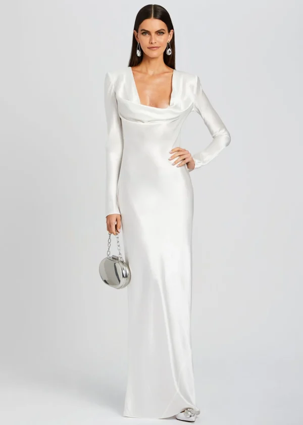 Dresses*Retrofete Anna Cowl Evening Dress White