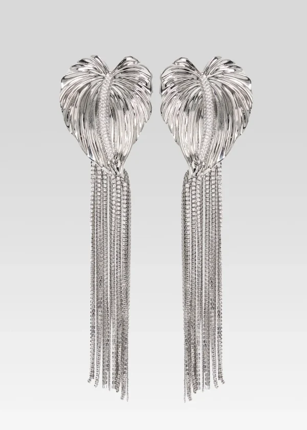 Accessories*Retrofete Anthurium Drop Crystal Earring Silver