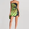 Dresses*Retrofete Arabelle Sequin Dress Black/Neon Yellow