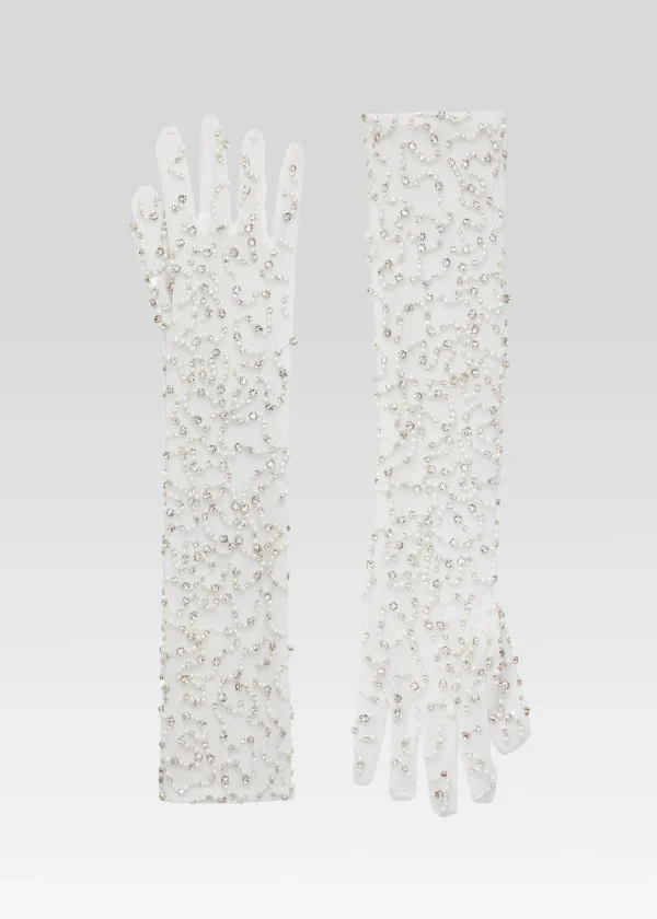 Reception Dresses*Retrofete Ari Embellished Gloves Mix Media White