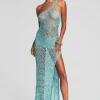RETROFÊTE*Retrofete Askala Sequin Crochet Dress Turquoise Powder