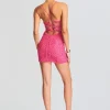 Bachelorette Party*Retrofete Astrid Sequin Dress Neon Pink