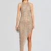 Sheer Bliss*Retrofete Audacia Embellished Dress Silver