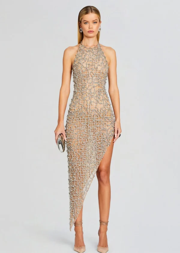 RETROFÊTE*Retrofete Audacia Embellished Dress Silver