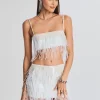 Exclusively Ours*Retrofete August Feather Sequin Top White