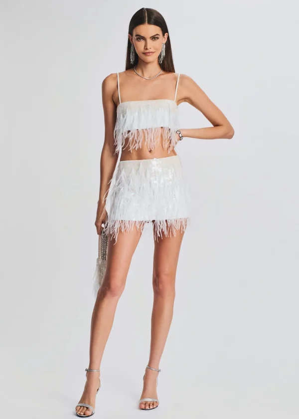 Sequin Styles*Retrofete August Feather Sequin Top White