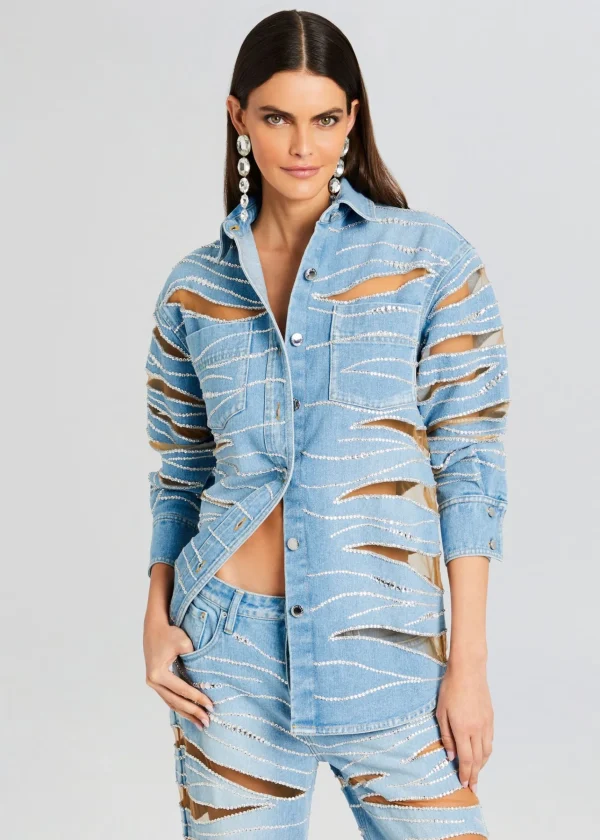 Subtle Shimmer*Retrofete Avani Embellished Denim Shirt Bondi