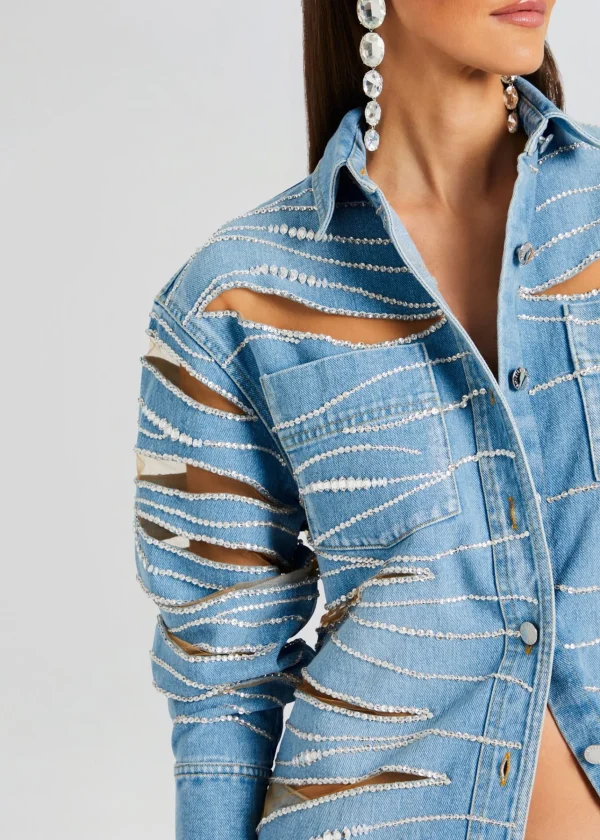 Subtle Shimmer*Retrofete Avani Embellished Denim Shirt Bondi