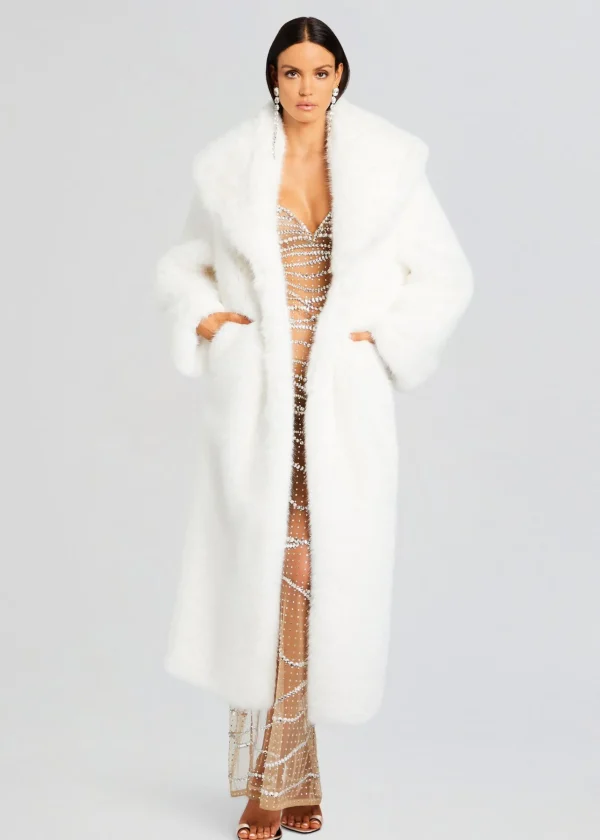 Guest Of*Retrofete Averie Faux Fur Coat White