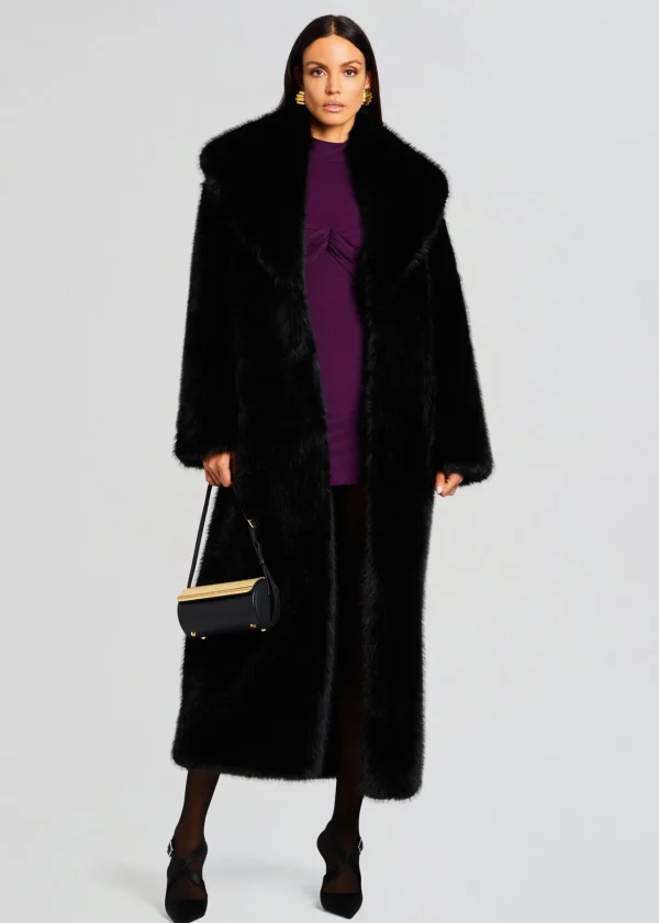 Guest Of*Retrofete Averie Faux Fur Coat Black