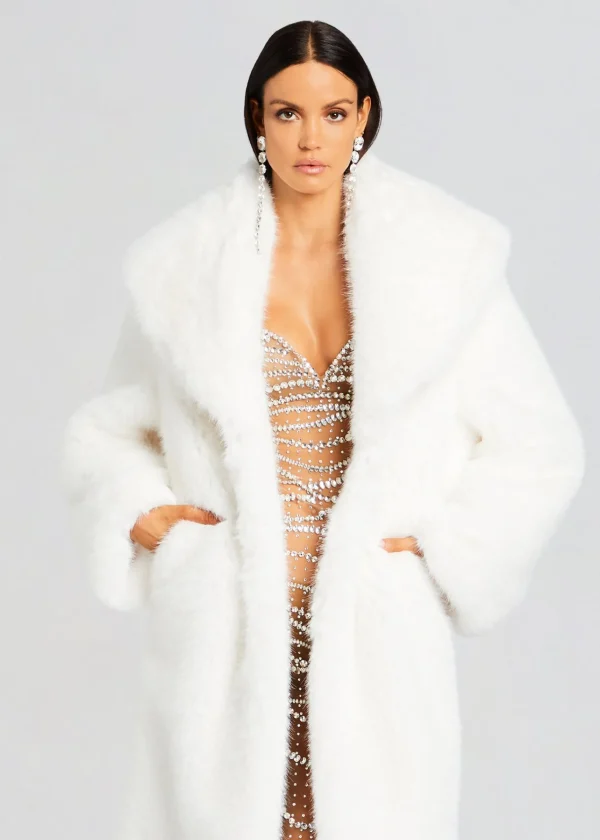 Guest Of*Retrofete Averie Faux Fur Coat White