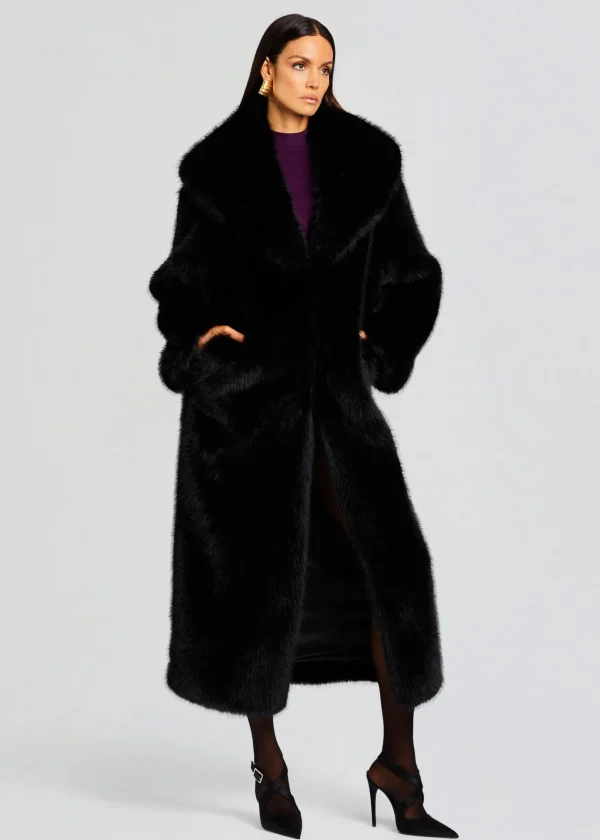 Guest Of*Retrofete Averie Faux Fur Coat Black