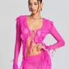 Sheer Bliss*Retrofete Aviva Silk Chiffon Blouse Neon Pink
