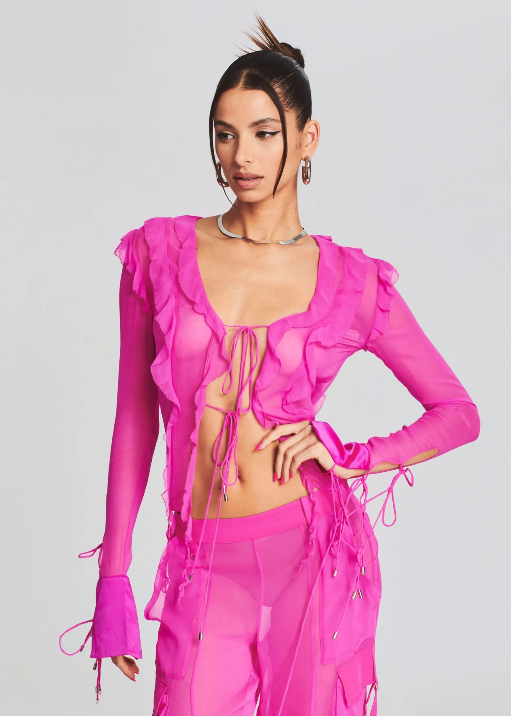 aviva_silk_chiffon_blouse_0.webp Sheer Bliss*Retrofete Aviva Silk Chiffon Blouse Neon Pink