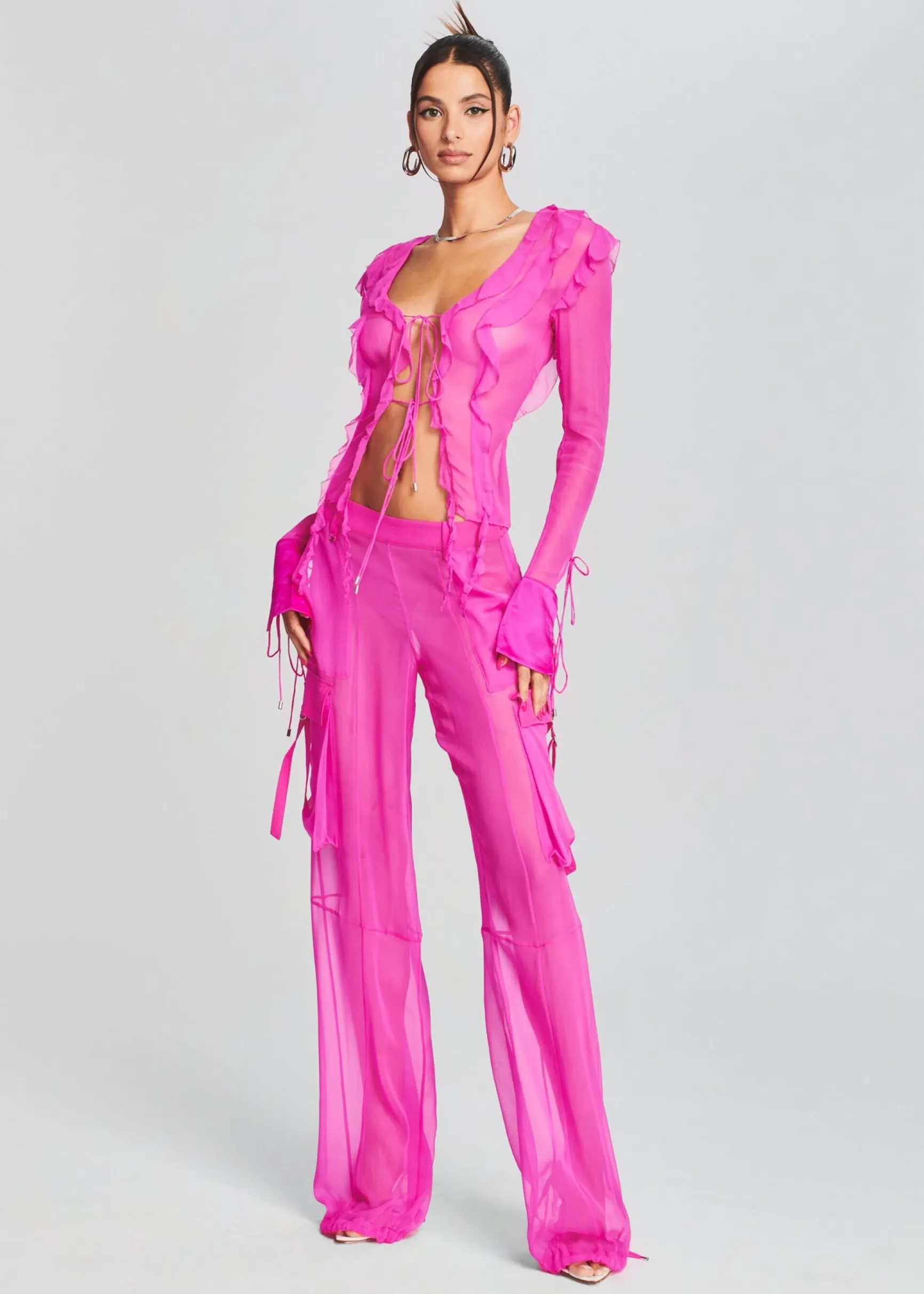 aviva_silk_chiffon_blouse_1.webp Sheer Bliss*Retrofete Aviva Silk Chiffon Blouse Neon Pink