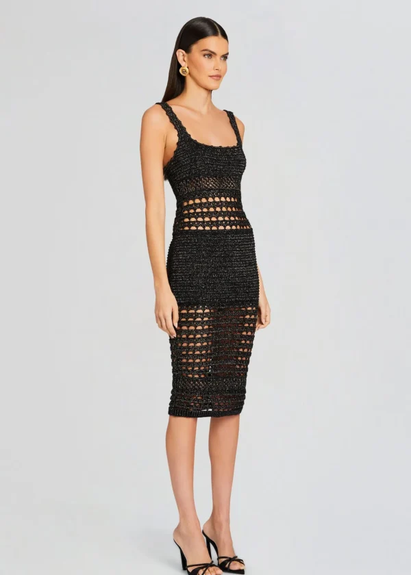 RETROFÊTE*Retrofete Avril Knit Crochet Dress Black/Gold