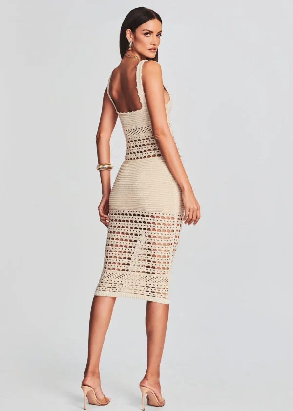 RETROFÊTE*Retrofete Avril Knit Crochet Dress Ivory/Gold