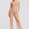 Guest Of*Retrofete Axel Sequin Jumpsuit Silver/Nude