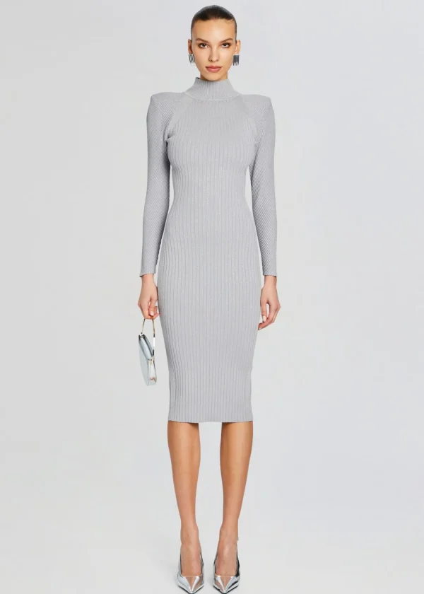 Dresses*Retrofete Aylin Rib Knit Dress Silver Grey